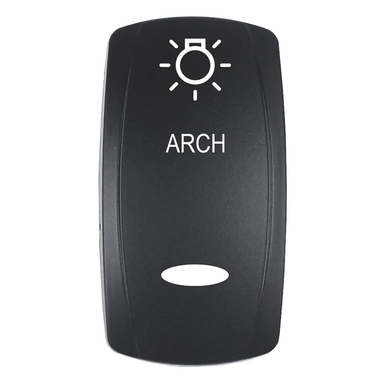 Pacer Actuator – ‘ARCH’ f/V Series Contura Switches – Black – Laser Etched (Top/Bottom Light)
