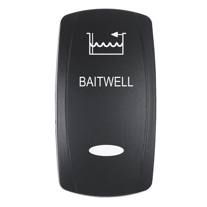 Pacer Actuator – ‘BAITWELL’ f/V Series Contura Switches – Black – Laser Etched (Top/Bottom Light)