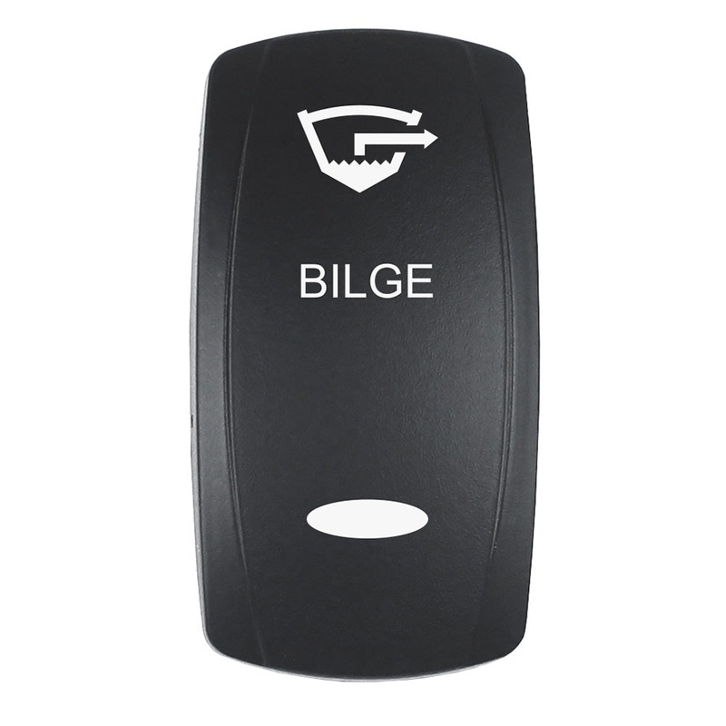 Pacer Actuator – ‘BILGE’ f/V Series Contura Switches – Black – Laser Etched (Top/Bottom Light)