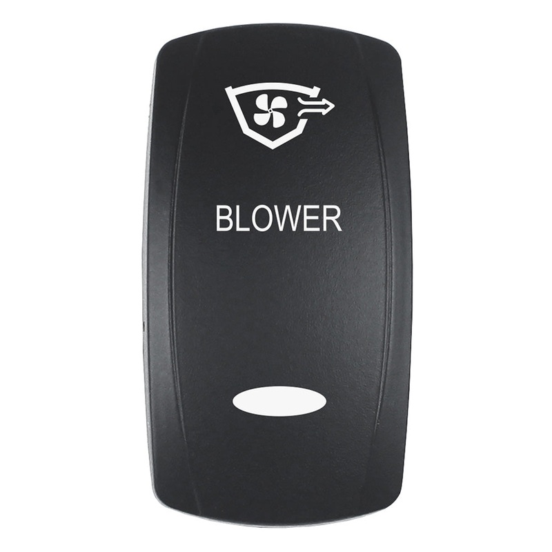 Pacer Actuator – ‘BLOWER’ f/V Series Contura Switches – Black – Laser Etched (Top/Bottom Light)