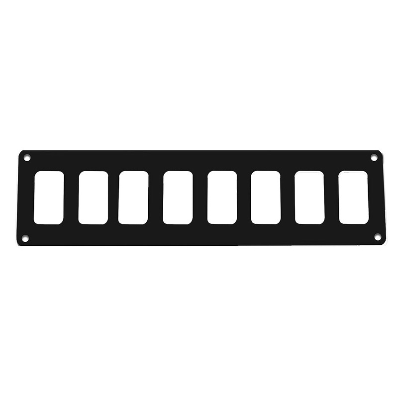 Pacer Switch Panel – 8 Switch & 1 Row – 12.5 x 2.75 – Black Powder Coated Aluminum