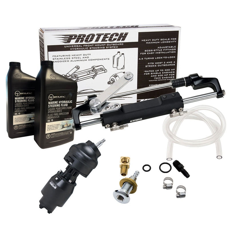 Uflex PROTECH 2.1 Front Mount Tilt OB Hydraulic System – Includes UP28T Helm Pump, Oil, UC128TS-2 Cylinder, & X52 Tilt – No Hoses